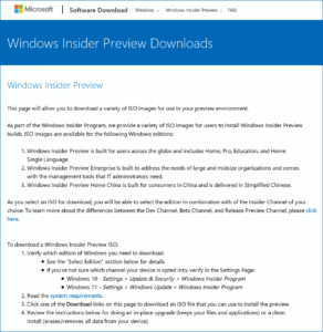 図01.Windows Insider Preview Downloads