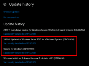 図6.Windows Updateの履歴