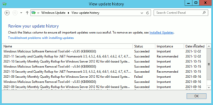 図2.Windows Updateの履歴