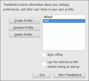 図10.Thunderbird プロファイルマネージャ
