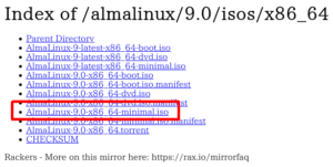 図10.AlmaLinux ダウンロードミラー
