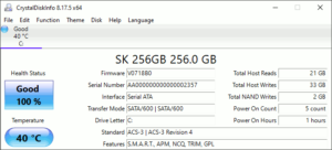 図21.CrystalDiskInfo 256GB SSD