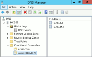 図3.DNSサーバの条件付きフォワーダー
