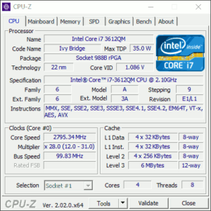 図01.CPU-Z i7-3612QM