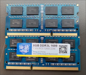 図1.DDR3L-1600 8GB RAM