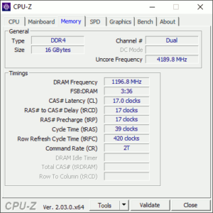 図13.NUC8i7BEH CPU-Z Memory