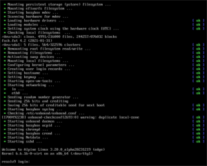 図6.正常に起動したAlpine Linux 3.20