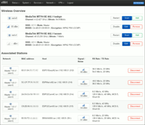 図2.ルータ機のWiFiクライアント一覧