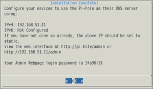 図18.Pi-holeインストール完了