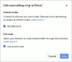 図11.tailscale Edit route settings