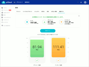 図13.pCloud速度テスト