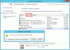 図28.VMware Toolsのアンインストール